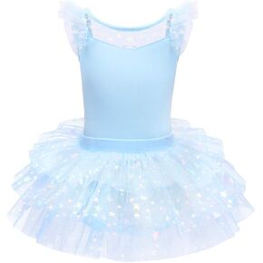 IDOPIP بنات بريق ستار توتو متجنب يوتار الترتر كشكش كم فستان رقص الباليه راقصة الباليه Dancewear الجمباز زي