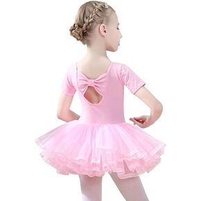 VBGYA Ballet Leotards for Girls Tutu Dresses Toddler Short Sleeve Ballet Skirt Ballerina Outfit