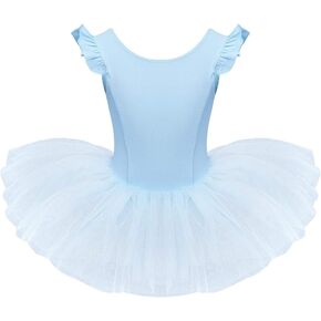 IDOPIP Toddler Kid Girls Ruffle Flutter Sleeve Ballet Dance Dress Tutu Skirted Leotard Ballerina Dancewear Gymnastics Costume in Kuwait