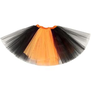 تنورة توتو للسيدات من Victray تنورة توتو من التول وتنورة رقص الباليه وتنورة قصيرة من طبقات توتو للحفلات والمهرجانات (برتقالي وأسود) in Kuwait