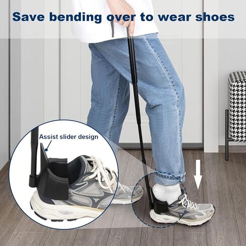 Generturbo 31.6 بوصة مقبض طويل لكبار السن، قرون أحذية بلاستيكية متداخلة للرجال/النساء - لا تنحني وسهلة الارتداء - مساعد مساعدة أحذية كبار السن in Kuwait