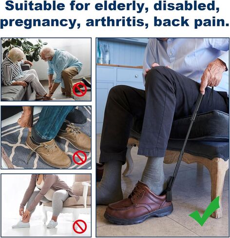 Generturbo 31.6 بوصة مقبض طويل لكبار السن، قرون أحذية بلاستيكية متداخلة للرجال/النساء - لا تنحني وسهلة الارتداء - مساعد مساعدة أحذية كبار السن in Kuwait