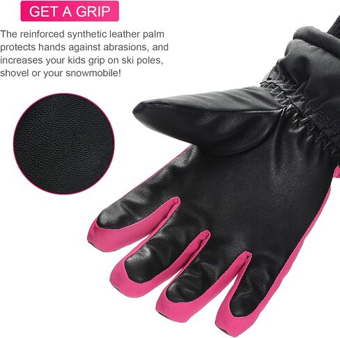 ThxToms Kids Winter Gloves Waterproof Ski Snow Gloves for Boys & Girls Cold Weather Outdoor Sports Snowboard Bicycle for 4-14 Years Old in Kuwait