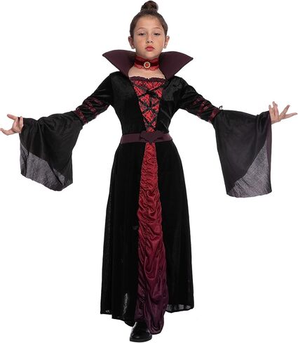 أزياء Spooktacular Creations للفتيات لمصاصي الدماء الملكي للأطفال والفتيات، فستان الملكة القوطية للهالوين لحفلات الهالوين in Kuwait