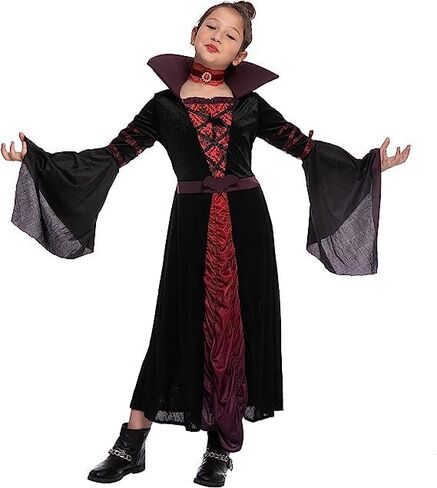 أزياء Spooktacular Creations للفتيات لمصاصي الدماء الملكي للأطفال والفتيات، فستان الملكة القوطية للهالوين لحفلات الهالوين in Kuwait