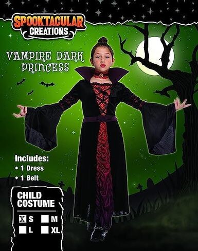 أزياء Spooktacular Creations للفتيات لمصاصي الدماء الملكي للأطفال والفتيات، فستان الملكة القوطية للهالوين لحفلات الهالوين in Kuwait