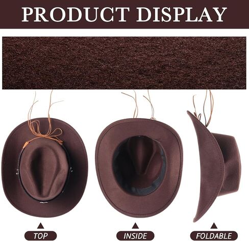 Toulite 9 Pcs Western Cowboy Hat Unisex Fur Faux Felt Hats Outback Wide Brim Travel Cap with Strap for Men Women Adults Cowgirl Indoor Outdoor Party Cosplay Costume, 9 Colors in Saudi Arabia