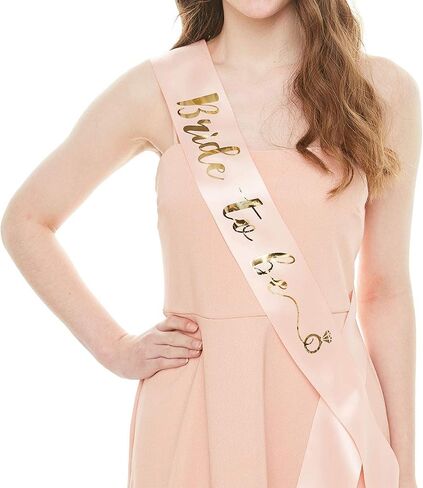YULIPS Bridal Shower Sash & Veil & Flower Crown Set - Rose Gold Bride To Be Sash, Flower Crown, Bachelorette Party Veil - Bridal Shower Hen Party Wedding Accessories Party Favors (Rose Gold) in Saudi Arabia