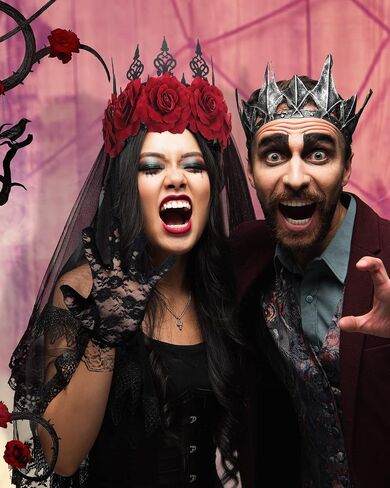 Black Lace Veil Bridal Halloween Floral Wedding Veils with Comb Costume Black Lace Short Gloves Vintage Rose Flower Crown Queen Hair Band Headband Accessories for Women Girls Wedding Cosplay Party in Saudi Arabia