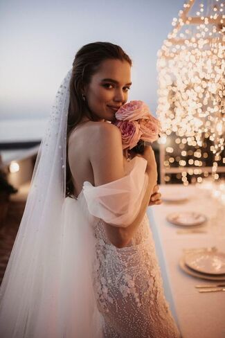 Passat Pearl Bridal Veil For Wedding Pearl Cathedral Bridal Veils Long Pearl Wedding Veils For Brides Ivory in Kuwait