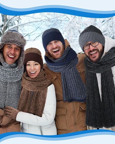 Suhine 16 Pcs Winter Warm Accessory Knit Set Include Beanie Hat Skull Caps Long Neck Scarf Touch Screen Gloves Combed Cotton Socks for Men, Classic Colors in Saudi Arabia