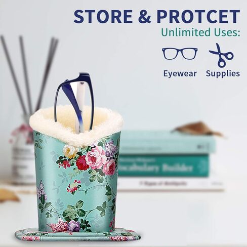 2 Pcs Eyeglass Holder Stands, PU Leather Glasses Holder Case Velvet Plush Fluffy Lined Eyeglasses Holder in Saudi Arabia