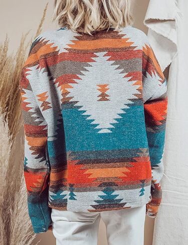 سترة Freyhem النسائية الخريفية من الأزتيك، قمصان غربية كلاسيكية من مزيج الصوف بأزرار سفلية in Kuwait