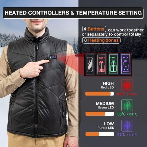 DUKUSEEK Men's Lightweight Heated Vest, Rechargeable Heating Vest Warm Clothing w/ 7.4V Battery for Outdoor Hiking Hunting in Saudi Arabia