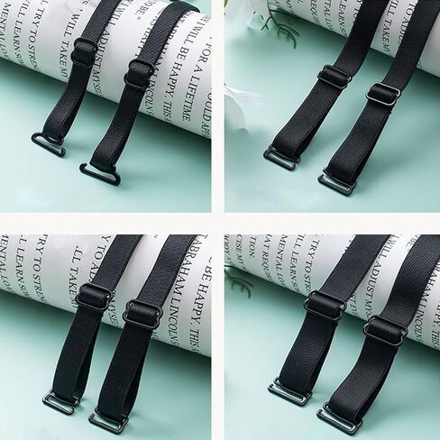 4 قطع/2 أزواج من أشرطة حمالة الصدر النسائية القابلة للتحويل مع عرض 15 ملم قابلة للتعديل وأشرطة حمالة الصدر البديلة (أسود) in Kuwait