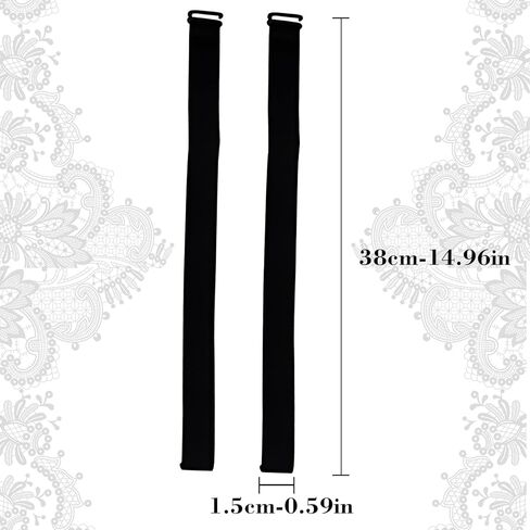 4 قطع/2 أزواج من أشرطة حمالة الصدر النسائية القابلة للتحويل مع عرض 15 ملم قابلة للتعديل وأشرطة حمالة الصدر البديلة (أسود) in Kuwait