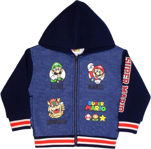 Nintendo Super Mario Graphic Boys Hooded Fleece Varsity Jacket for Kids and Toddlers in Saudi Arabia
