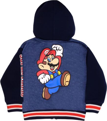 Nintendo Super Mario Graphic Boys Hooded Fleece Varsity Jacket for Kids and Toddlers in Saudi Arabia