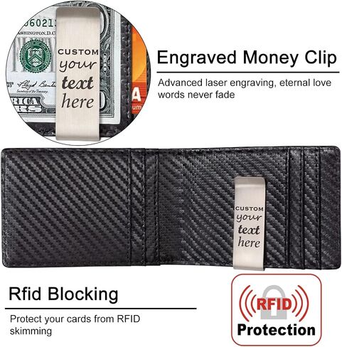 kullder Personalized Wallet for Dad Gift Engraved Mens Slim Wallet with Metal Clip Best Dad Ever Gift Birthday Fathers Day Christmas Gifts RFID Bifold Wallet Card Holder for Father in Kuwait