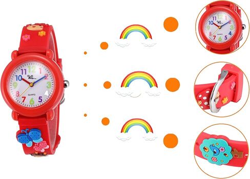 Jewtme Kids Time Teacher Watches 3D لطيف الكرتون سيليكون الأطفال طفل صغير فراشة ساعات المعصم للأعمار 3-10 بنين بنات طفل صغير in Kuwait