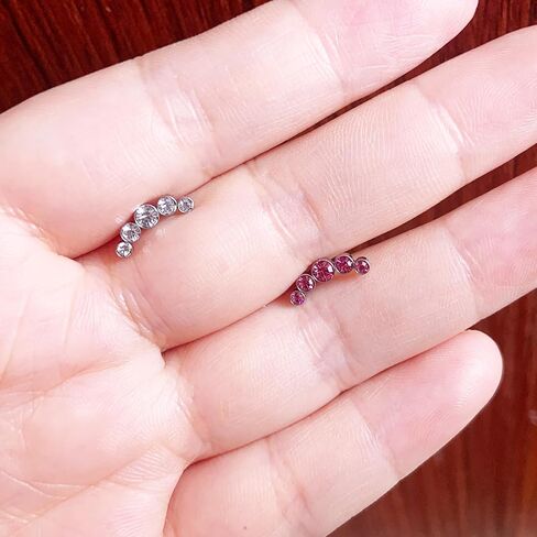 1pcs G23 Titanium 16G 6mm/8mm/10mm Press Fit Threadless Push Pop Five Pink/White CZ Top 4mm Flat Back Cubic Zirconia Piercing Lip Stud Earring Labret Monroe Lip Ring Tragus Cartilage Earring Stud in Kuwait