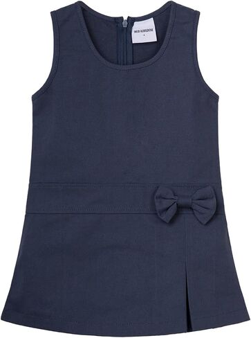 Mud Kingdom Girls School Uniform Jumper Cute Bow Dress Cotton Back to School Spring Autumn in Saudi Arabia