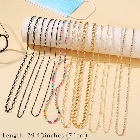 17 MILE 9 PCS Face Mask Chain Holder Around Neck for Women, Gold and Black Glasses Chain and Cords Lanyard Set Anti-Lost in Kuwait