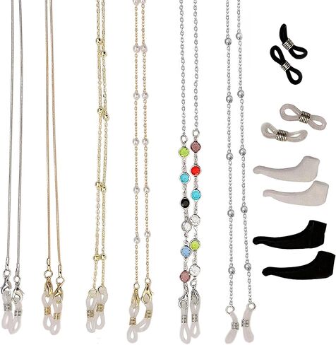 6 قطع قناع سلسلة حبل قلادة نظارة شمسية سلسلة نظارات شمسية سلاسل النظارات النظارات النظارات الطبية الخرز حزام حامل مكافحة فقدان قناع سلسلة للنساء الفتيات in Kuwait