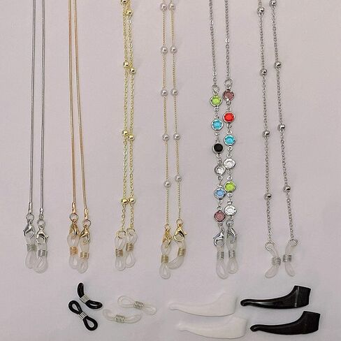 6 قطع قناع سلسلة حبل قلادة نظارة شمسية سلسلة نظارات شمسية سلاسل النظارات النظارات النظارات الطبية الخرز حزام حامل مكافحة فقدان قناع سلسلة للنساء الفتيات in Kuwait