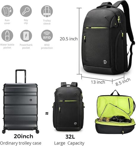 حقيبة ظهر للسفر جافا بتصميم سويسري ديجيتال للرجال، حقيبة ظهر كبيرة لأجهزة الكمبيوتر المحمول مقاس 17 بوصة مع منفذ شحن USB in Kuwait