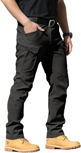 YAXHWIV Men's Flex Ripstop Tactical Pants Lightweight Hiking Casual Cargo Pants Multi Pockets Water Resistant(No Belt) in Saudi Arabia