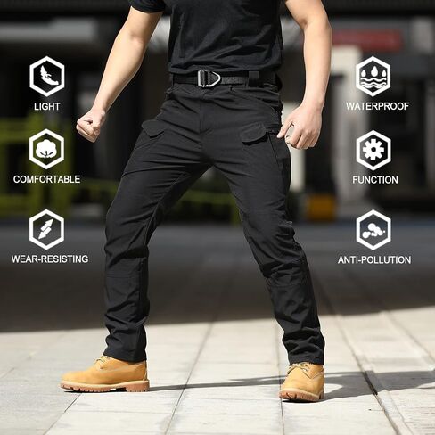 YAXHWIV Men's Flex Ripstop Tactical Pants Lightweight Hiking Casual Cargo Pants Multi Pockets Water Resistant(No Belt) in Saudi Arabia