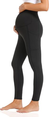 V VOCNI Maternity Fleece Lined Leggings with Pockets Over The Belly Yoga Pants Thermal Winter Workout Leggings for Women in Kuwait