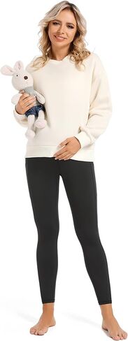 V VOCNI Maternity Fleece Lined Leggings with Pockets Over The Belly Yoga Pants Thermal Winter Workout Leggings for Women in Kuwait