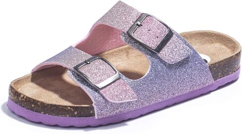 FITORY Boys Girls Glitter Slide Sandals, Cork Slipper with Adjustable Straps for Little Kid/Big Kid in Saudi Arabia
