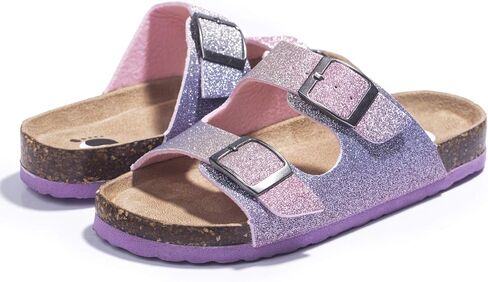 FITORY Boys Girls Glitter Slide Sandals, Cork Slipper with Adjustable Straps for Little Kid/Big Kid in Saudi Arabia