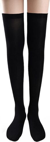 النساء جوارب طويلة إلى الركب عالية الفخذ جوارب التمهيد للهالوين عيد الميلاد مهرجان زينة الحفلات ارتداء اليومي (1 زوج + أسود) in Kuwait