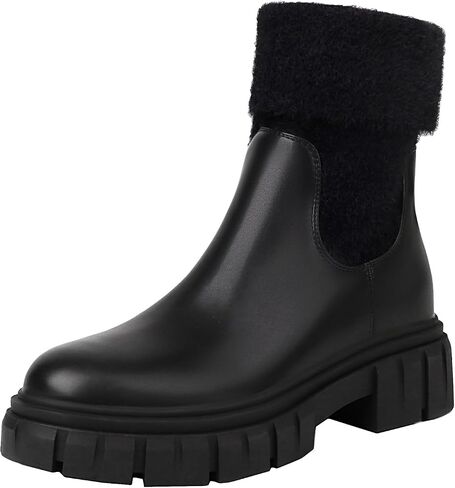 LOIRIT Women's Chelsea Ankle Boots Platform Plush Elastic Chunky Heel Lug Sole Booties in Saudi Arabia