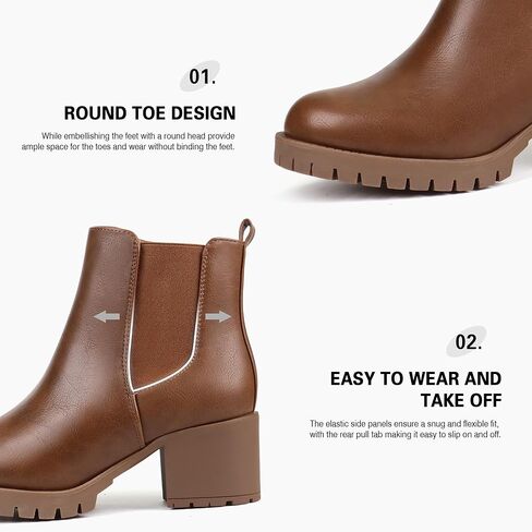 أحذية JABASIC النسائية تشيلسي للكاحل بكعب منخفض مكتنز ومنصة مرنة سهلة الارتداء in Kuwait