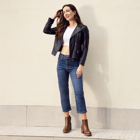 أحذية JABASIC النسائية تشيلسي للكاحل بكعب منخفض مكتنز ومنصة مرنة سهلة الارتداء in Kuwait