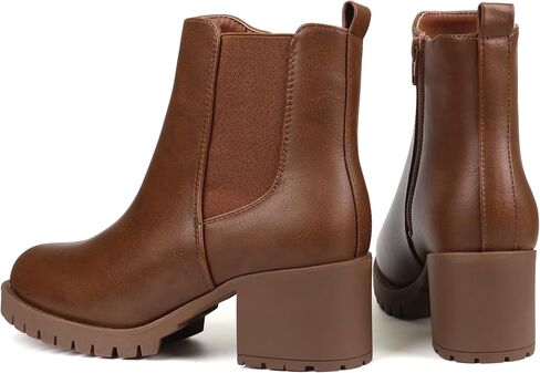 أحذية JABASIC النسائية تشيلسي للكاحل بكعب منخفض مكتنز ومنصة مرنة سهلة الارتداء in Kuwait