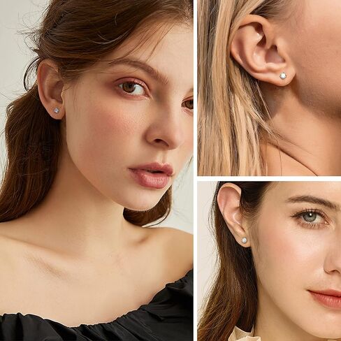 FIASASO 6Pairs Flatback Surgical Stainless Steel Stud Earrings for Women Men CZ Opal Pearl Screw Back Earrings Cartilage Earrings Sleep Hypoallergenic Earrings for Sensitive Ears in Saudi Arabia