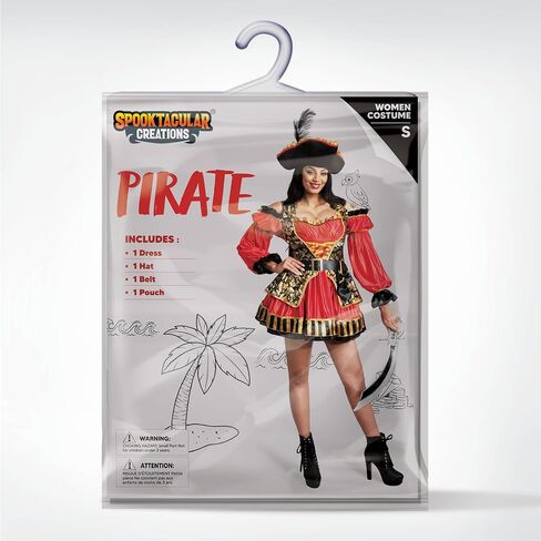 Spooktacular Creations Women Red Spanish Pirate Dress Costume Set with Hat, Belt, Pouch for Adult Halloween in Saudi Arabia