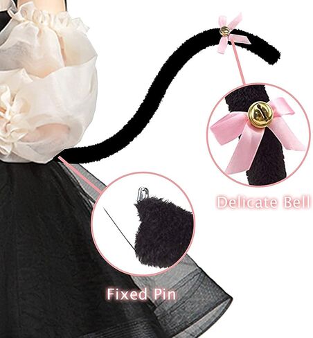 زي تنكري للقطط السوداء، يتضمن أذنين من الدانتيل القطة، قناع تنكري، قلادة، قفازات، زينة لذيل القط في عيد القديسين طقم زي القطة المثير لحفلات الهالوين التنكرية in Kuwait