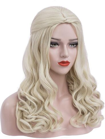 Bopocoko Blonde Wigs for Women Costume Platinum Blonde Braided Hair Wig Synthetic Wigs for Party Halloween BU235A in Kuwait