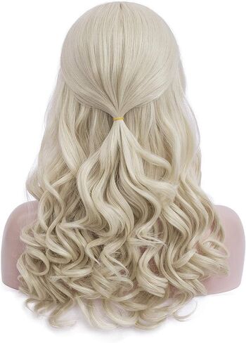 Bopocoko Blonde Wigs for Women Costume Platinum Blonde Braided Hair Wig Synthetic Wigs for Party Halloween BU235A in Kuwait