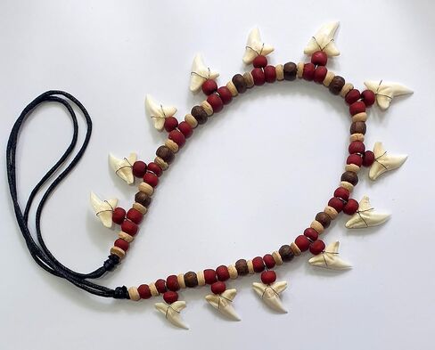 Swimmi 13! Genuine Mako Shark Tooth Necklace for Men Women Boy Girl with Seed Beads and Adjustable Waxed Cord Handmade Jewelry DA255 in Saudi Arabia