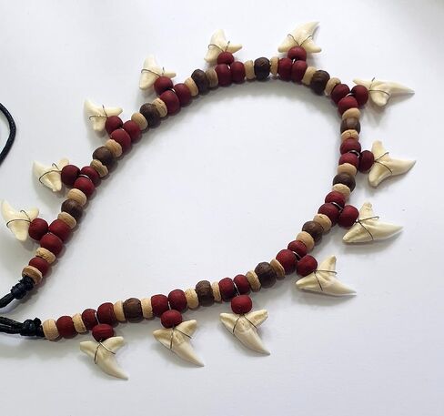 Swimmi 13! Genuine Mako Shark Tooth Necklace for Men Women Boy Girl with Seed Beads and Adjustable Waxed Cord Handmade Jewelry DA255 in Saudi Arabia