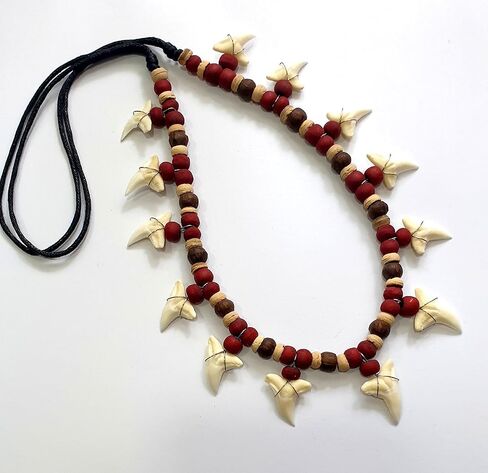 Swimmi 13! Genuine Mako Shark Tooth Necklace for Men Women Boy Girl with Seed Beads and Adjustable Waxed Cord Handmade Jewelry DA255 in Saudi Arabia