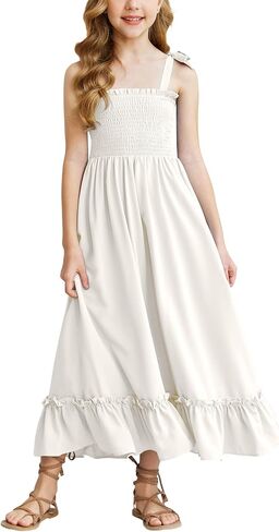 Arshiner Girls Summer Dress Boho Beach Casual Smocked Maxi Dresses in Saudi Arabia